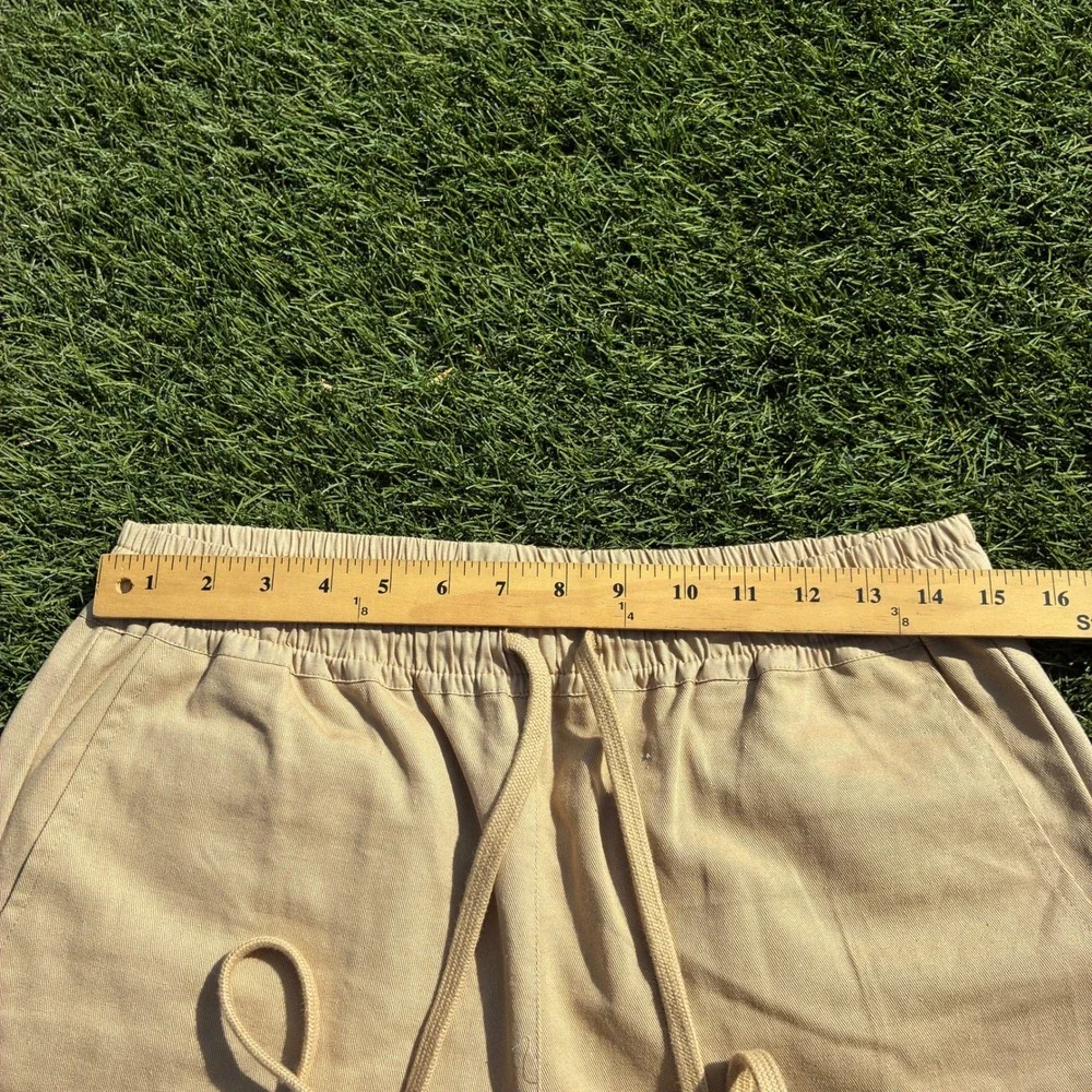 MNML Mens Small Tan Drawstring Pants Relaxed Straight Leg Coastal Beach Trousers